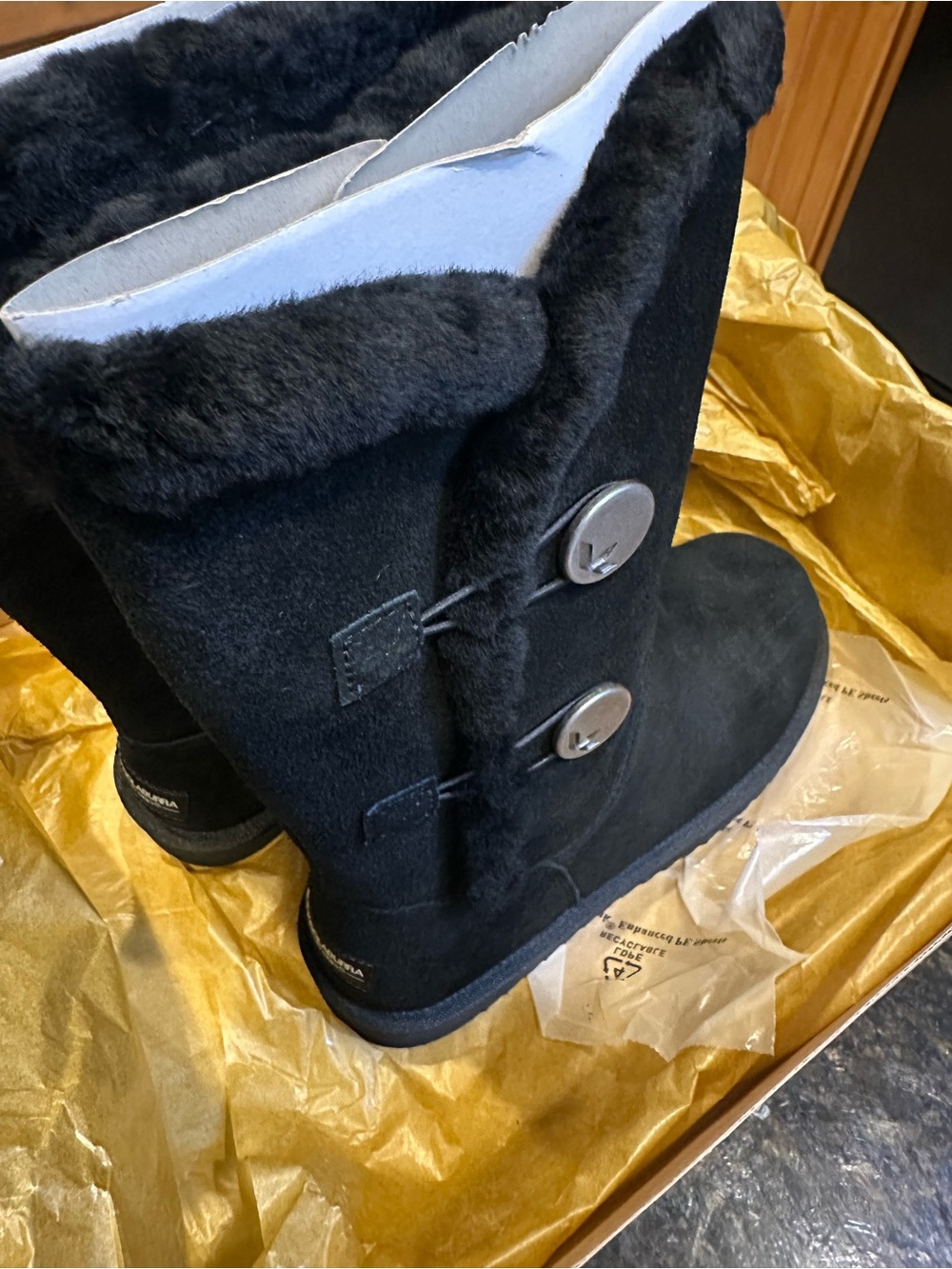 Koolaburra by Uggs Black Fuzzy Button Boot - Women's Winter Boot